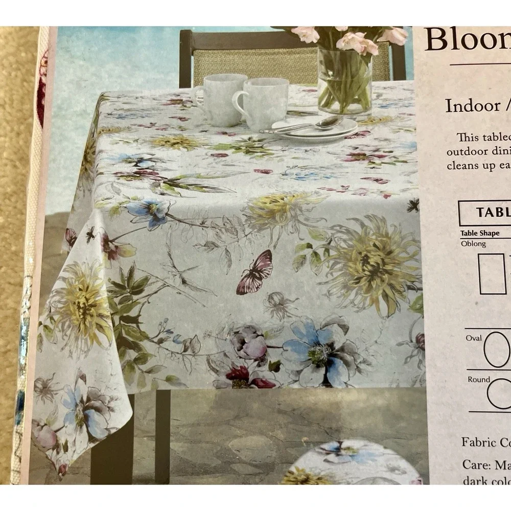 Benson Mills Blooming Floral 60x104  Oblong  Tablecloth Treated Polyester